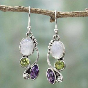 ** BRAND NEW ** BEAUTIFUL OPALITE Tri-Stone Earrings